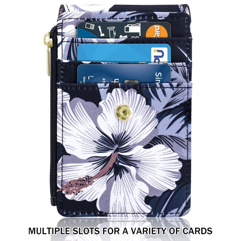 ELV Badge Holder with Zipper, ID Badge Card Holder Wallet with 5 Card Slots, 1 Side RFID Blocking Pocket and 20 inch Neck Lanyard Strap for Offices, School, Driver Licence (Floral) - Image 5